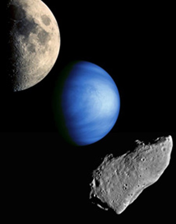 Moon, Venus, asteroid