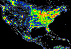 North American light pollution