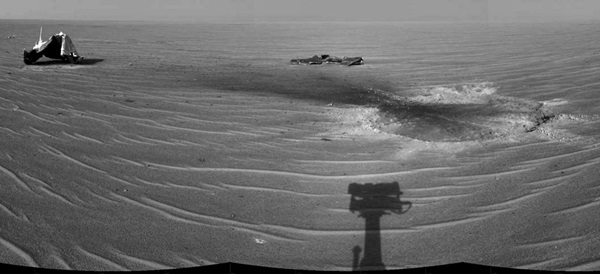 Opportunity views its heat shield