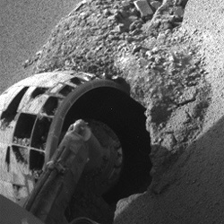 Opportunity's wheel in a sand trap