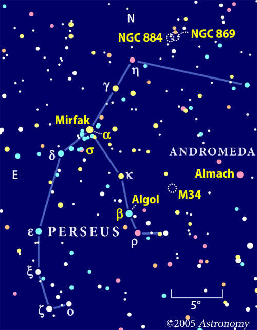 Star chart showing a portion of Perseus