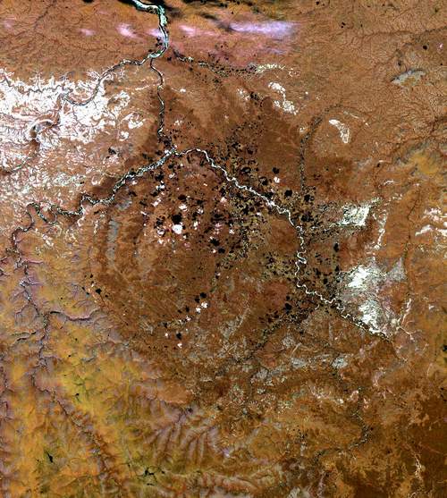 Landsat image of Popigai impact crater