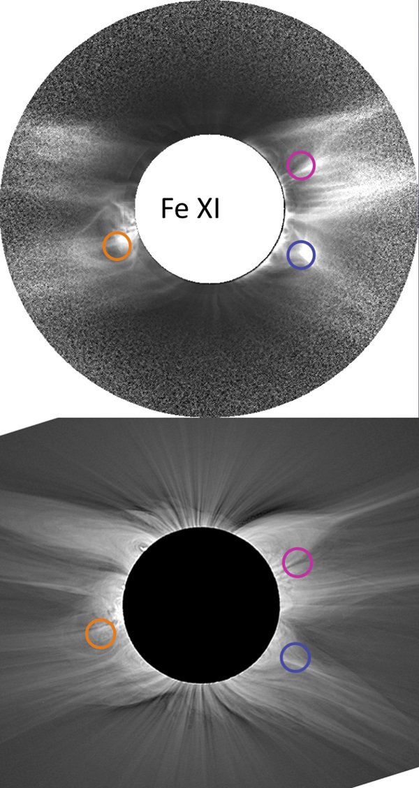 Solar corona Fe XI 789.2 nm comparison