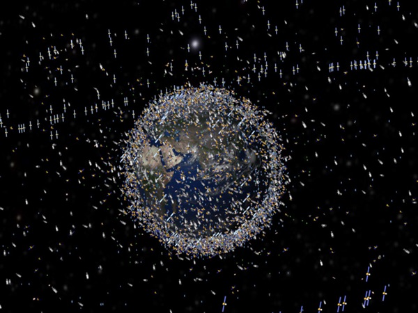 Space debris satellites around Earth