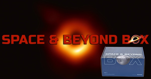 a picture of the space and beyond box with a black hole in the background 