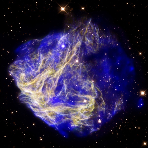 Exploding stars called supernovae produce most of the universe's heavy elements, including iron.