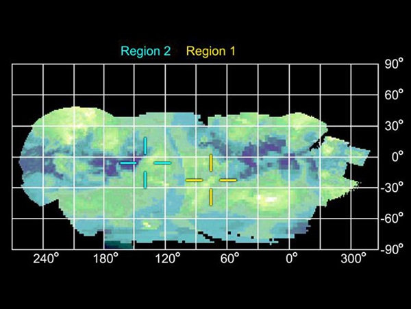 Infrared map of Titan's active regions