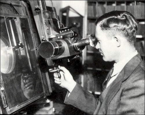 Tombaugh at the blink comparator