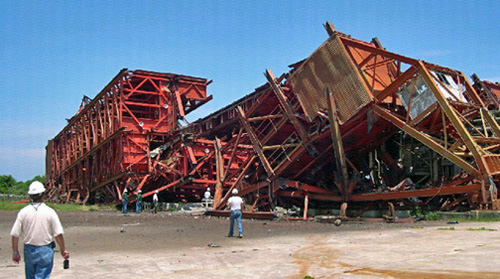 Launch Complex 13 tower topples