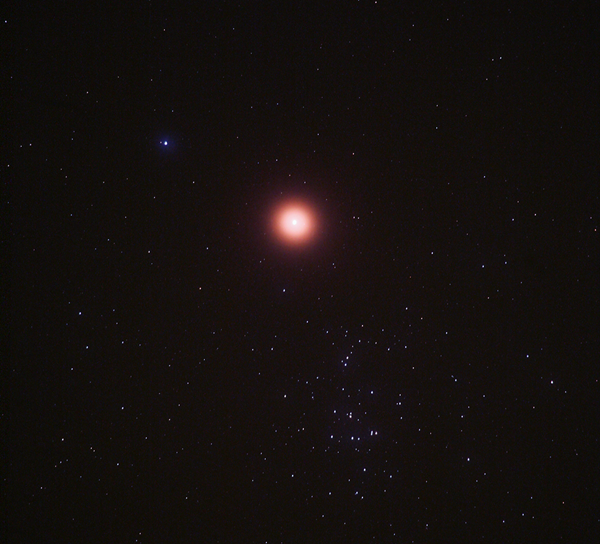 Mars with the Beehive Cluster in 2010