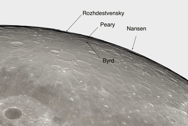 Map of the Moon's north lunar region during August 2021's northern libration