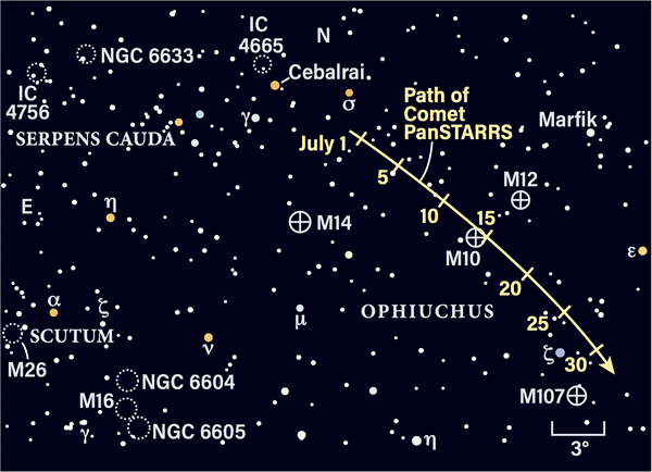 Path of Comet C/2017 K2 (PanSTARRS) in June 2022