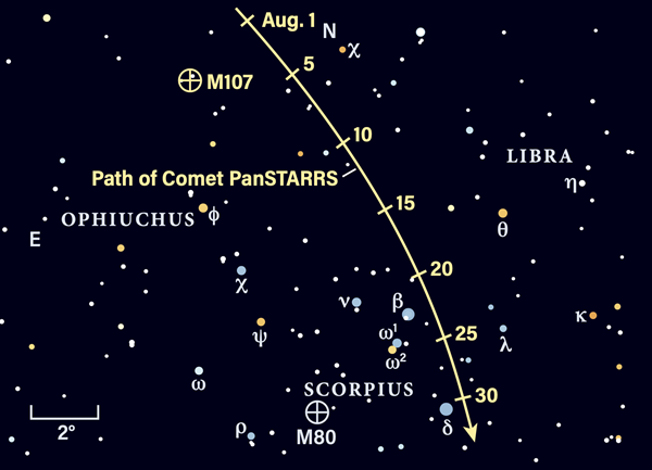 Path of Comet C/2017 K2 (PanSTARRS) in August 2022