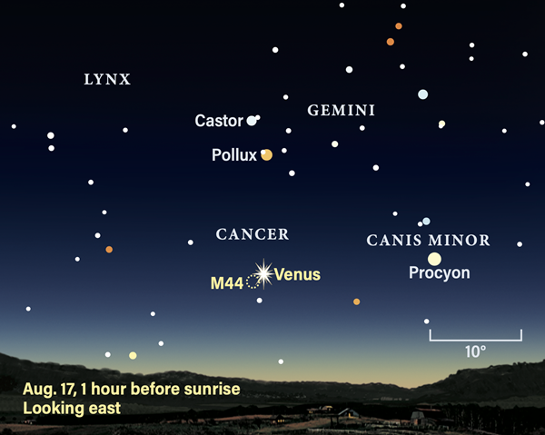 The sky on August 17, 2022, an hour before sunrise