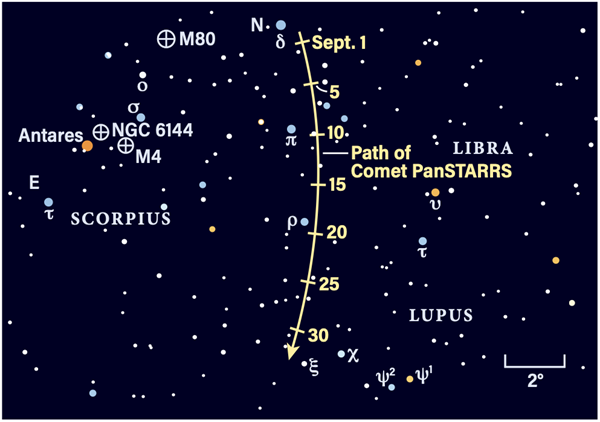 Path of Comet C/2017 K2 (PanSTARRS) in September 2022