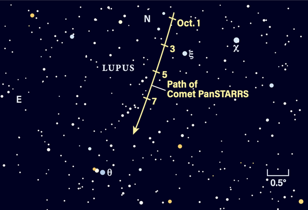 Path of Comet C/2017 K2 (PanSTARRS) in October 2022