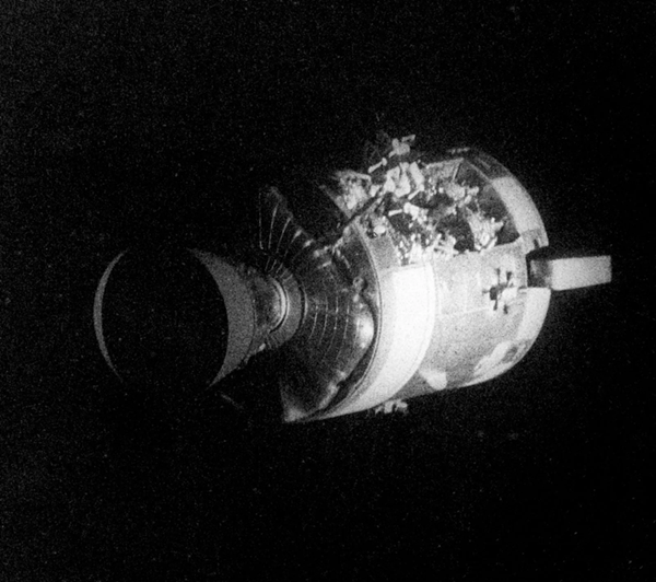 Damaged Odyssey Service Module of Apollo 13