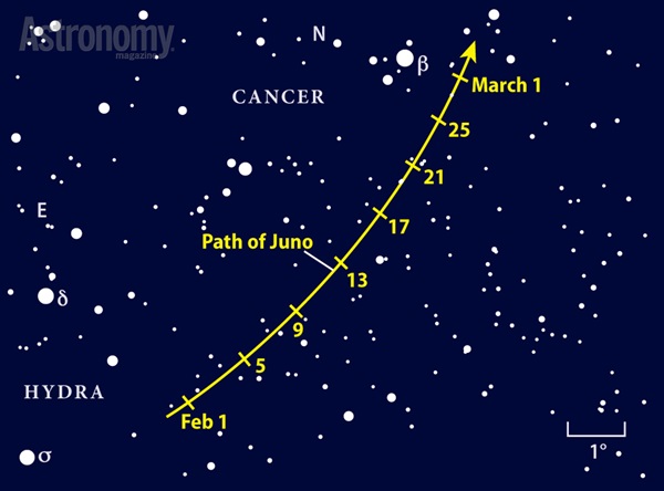 Asteroid Juno finder chart