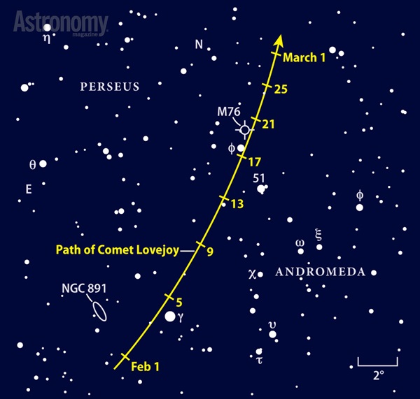 Path of Comet Lovejoy finder chart