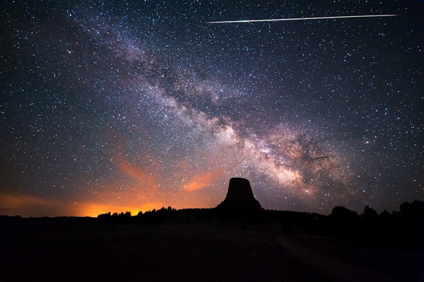 Meteor over Devils Tower, Wyoming