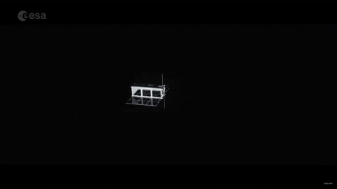 A drag sail deploys to deorbit a satellite in this animation.