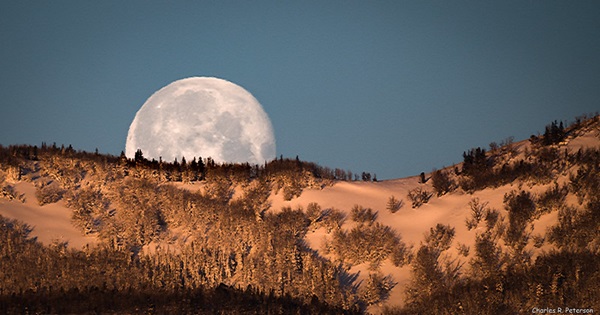Moonset over Yellowstone