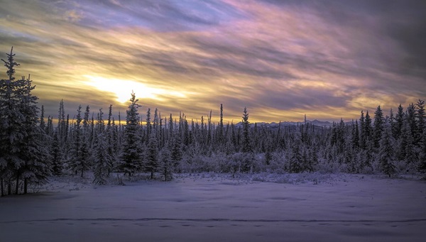 Noon on the winter solstice in Alaska