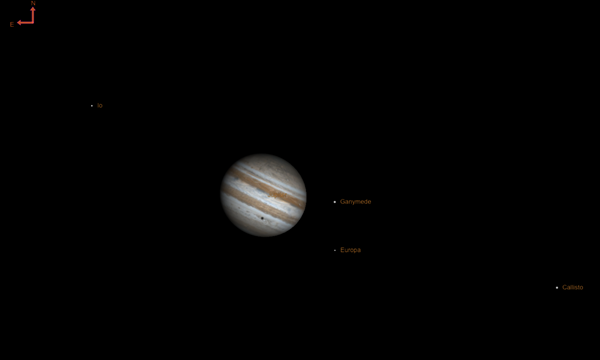 Jupiter and its moons on December 8, 2022