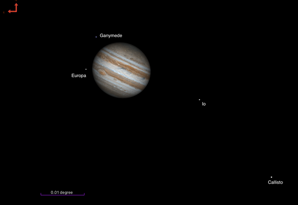Jupiter and its moons, October 8, 2022