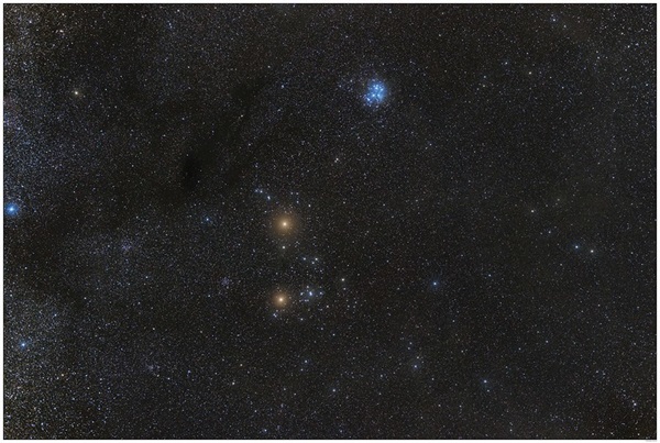 The constellation Taurus with Mars