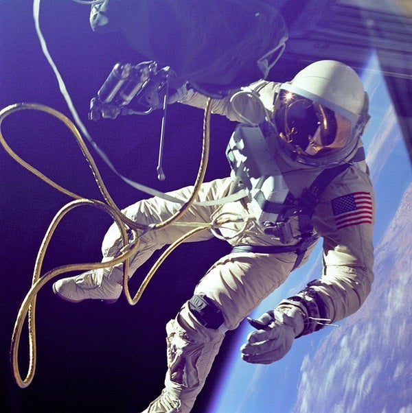 Ed White became the first American to step outside a spacecraft on June 3, 1965, during NASA’s Gemini 4 mission. Credit: NASA/Jim McDivitt.