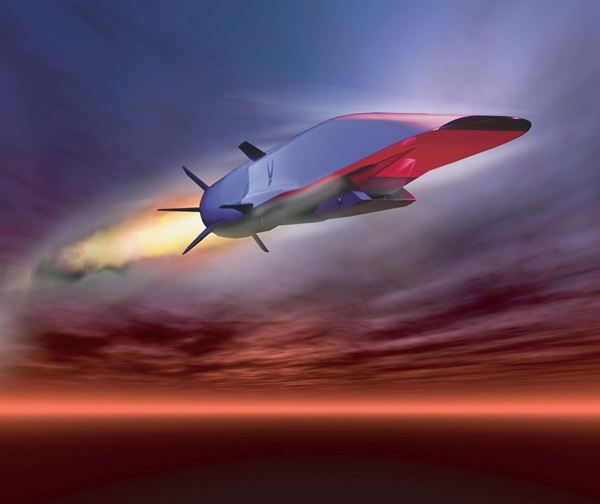 The X-51A Waverider, pictured here in an artist’s concept, is an uncrewed U.S. Air Force hypersonic test vehicle.