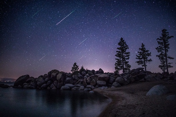 Perseid meteor over Lake Tahoe