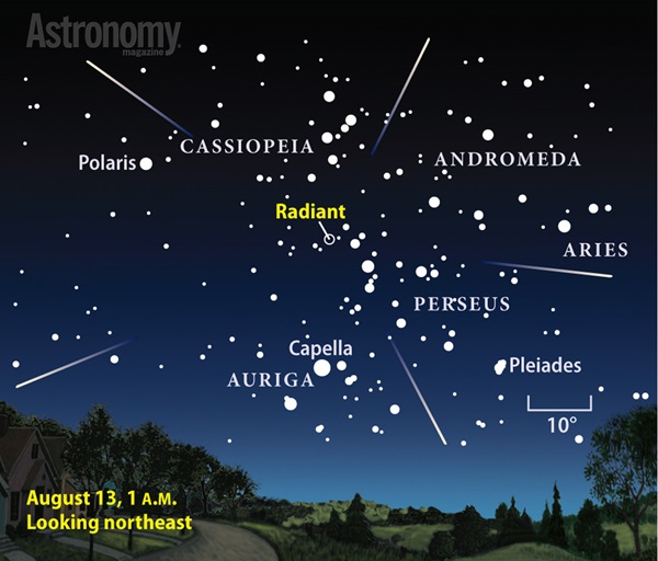 A bright Moon shares the sky with this year's Perseid meteor shower.