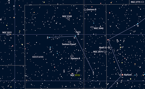 Star chart showing Sextans