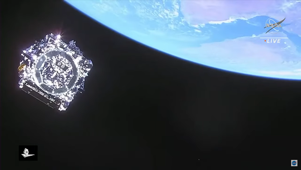 The James Webb Space Telescope separates from the upper stage of its Ariane 5 booster.
