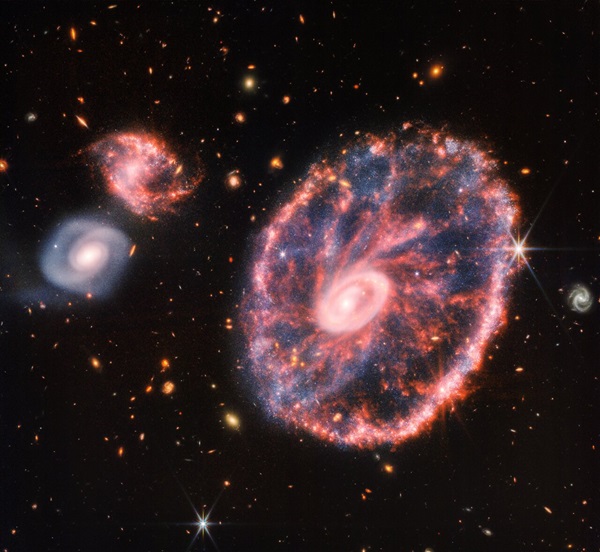 JWST MIRI/NIRCam composite of the Cartwheel Galaxy