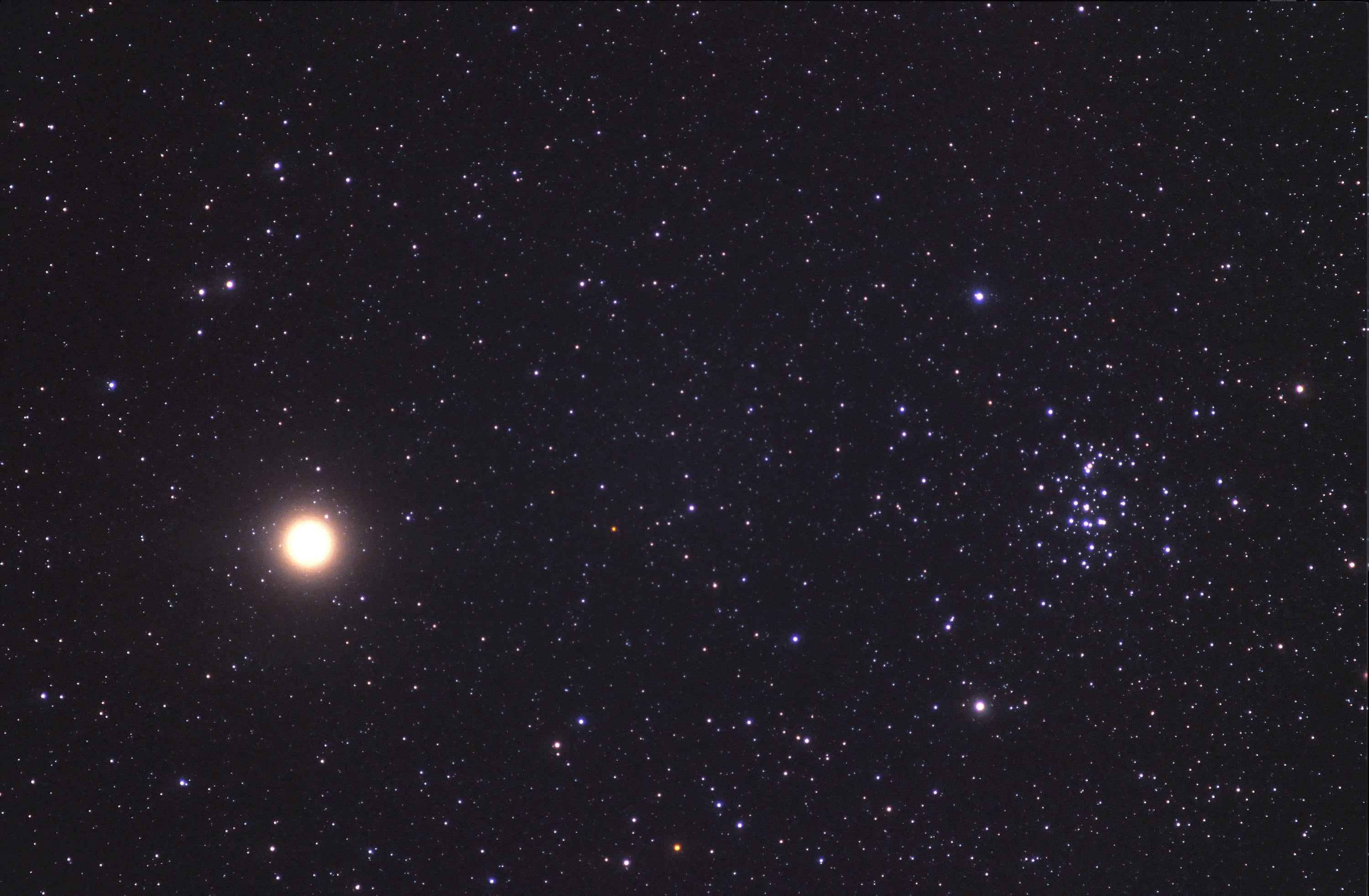 Mars near M44 Beehive Cluster