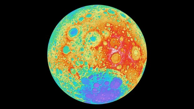 This image illustrates the topography on the far side of the Moon. Credit: NASA/GSFC/DLR/Arizona State Univ./Lunar Reconnaissance Orbiter