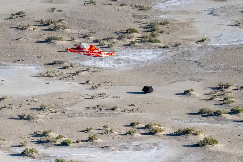 OSIRIS-REx sample canister on the ground