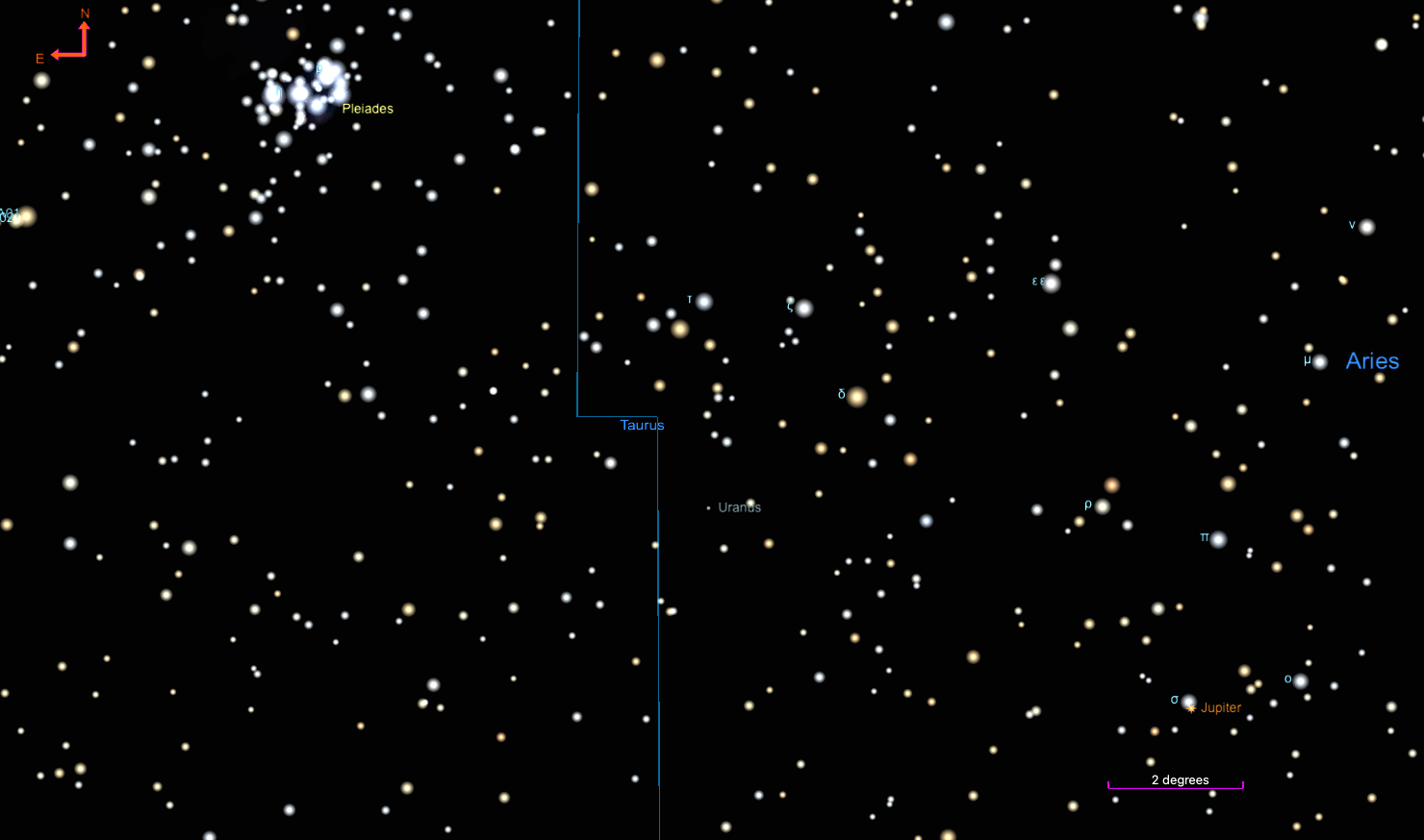 Finder Chart for Uranus in late September 2023