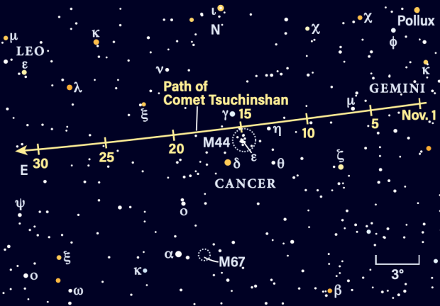 Path of Comet Tsuchinshan in November 2023