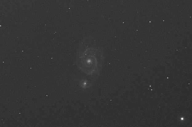 A close-up image of M51 properly calibrated.