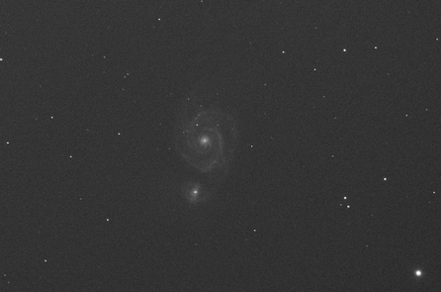 A close-up image of M51 properly calibrated.
