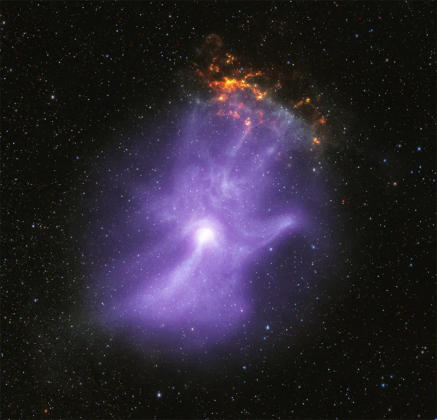 X-ray composite image of pulsar PSR B1509-58 and its wind nebula MSH 15-52