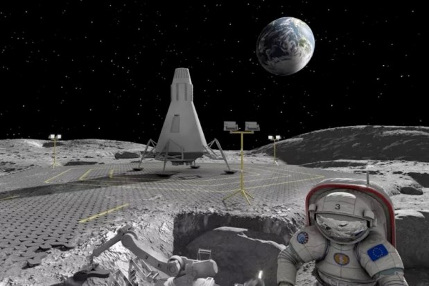 A rendering of what laser-built roads on the moon might look like. Credit: Liquifer Systems Group
