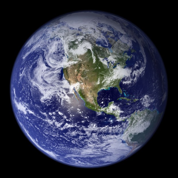 A view of the Earth, showing North America.