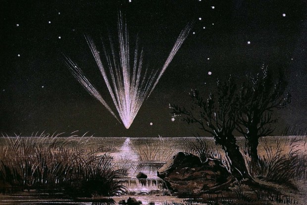 This drawing of the Great Comet of 1861, also known as C/1861 J1 or Comet Tebbutt, appeared in the 1888 book Picture Atlas of the Star World. 