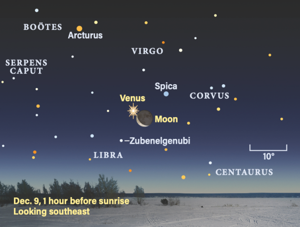 The sky on Dec. 9, 2023, 1 hour before sunrise, looking southeast