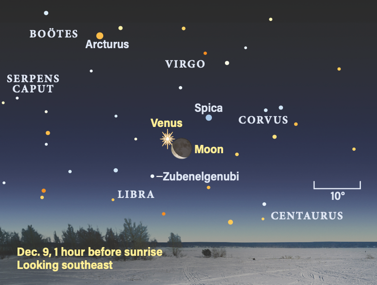 The sky on Dec. 9, 2023, 1 hour before sunrise, looking southeast